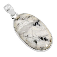925 sterling silver 15.10cts natural white howlite oval pendant jewelry y77328