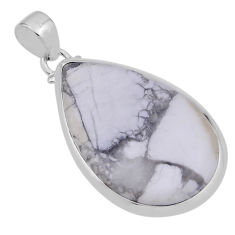 925 sterling silver 23.46cts natural white howlite pear pendant jewelry n31264