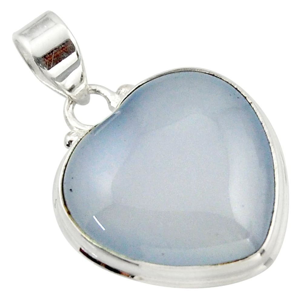 925 sterling silver 22.59cts natural white opalite heart pendant jewelry d45964