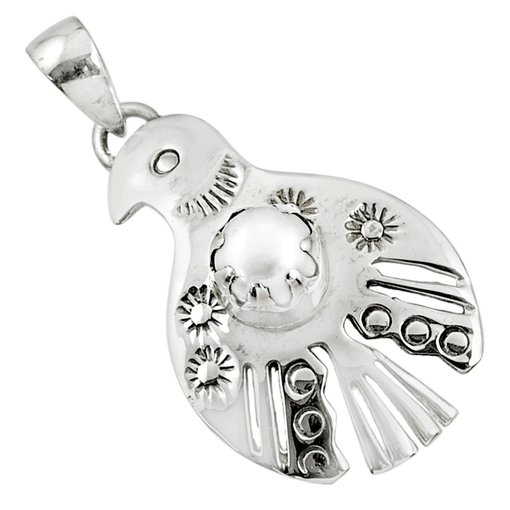 925 sterling silver 2.41cts natural white pearl birds charm pendant r77894