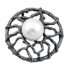 925 sterling silver natural white pearl black rhodium pendant jewelry c24172
