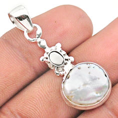 925 sterling silver 5.38cts sea life natural white pearl fancy turtle pendant u14525