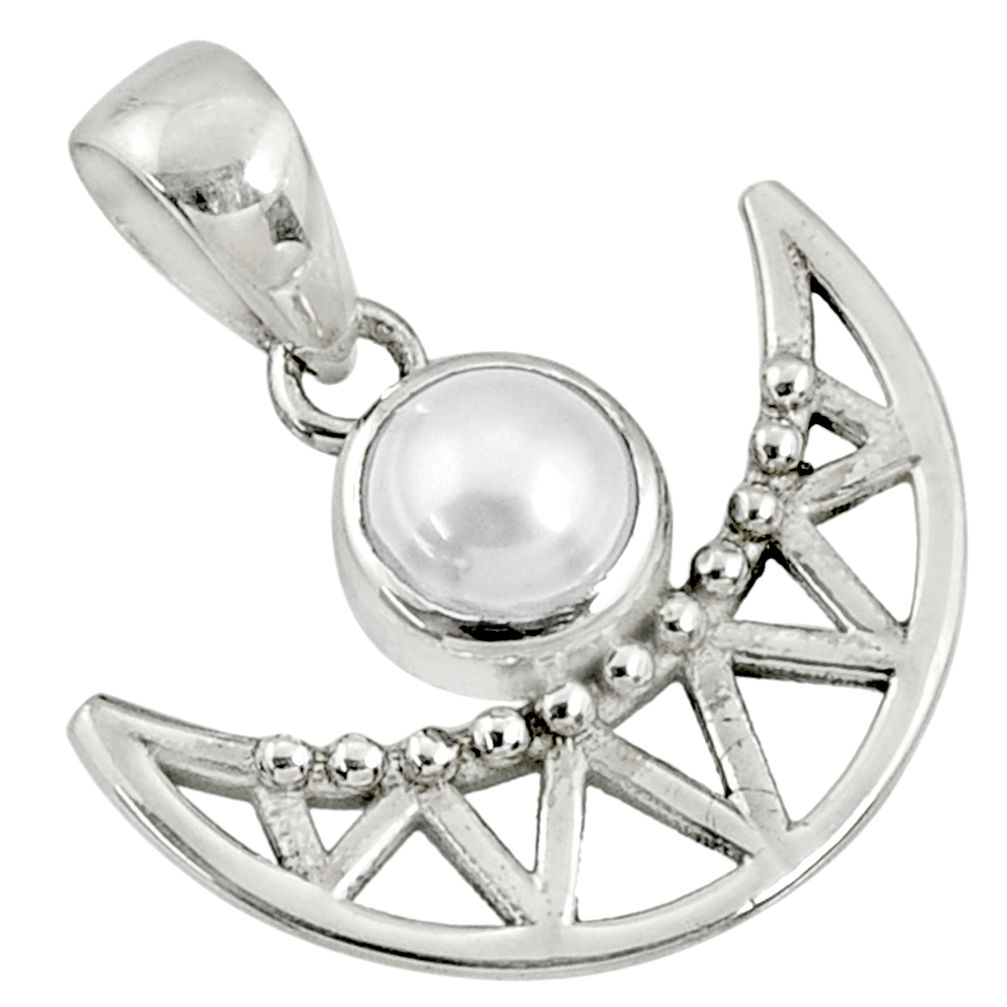 925 sterling silver 2.58cts natural white pearl half-moon pendant r67751