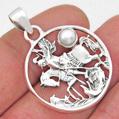 925 sterling silver 0.75cts natural white pearl horse pendant jewelry y20710
