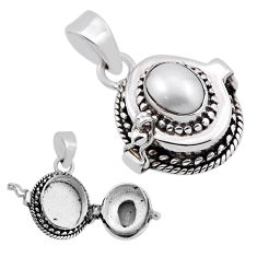 925 sterling silver 2.16cts natural white pearl oval poison box pendant n34572