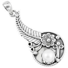 Clearance Sale- 925 sterling silver 3.02cts natural white pearl round flower pendant p7110