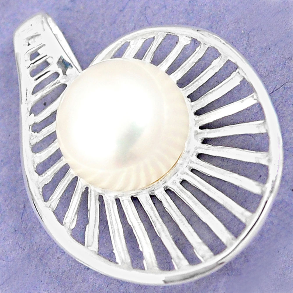 925 sterling silver natural white pearl round pendant jewelry c23839