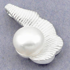 925 sterling silver natural white pearl round pendant jewelry c23851