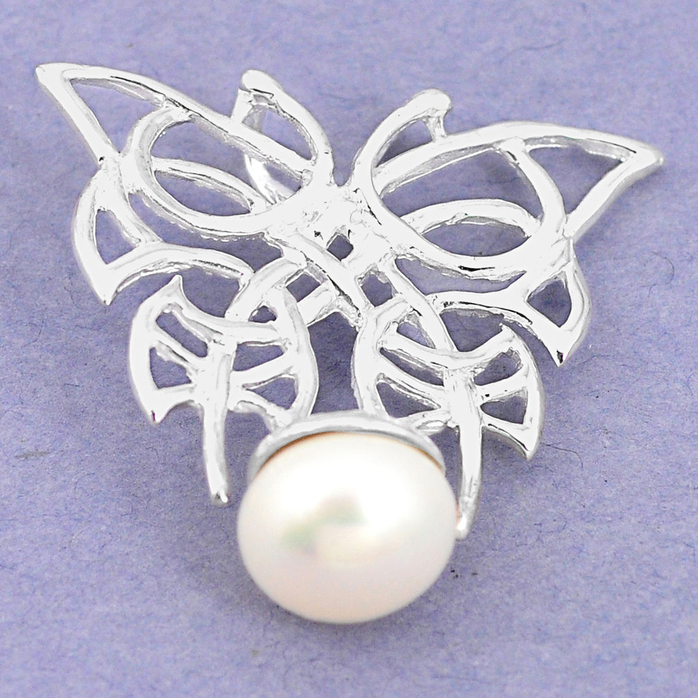 925 sterling silver natural white pearl round pendant jewelry c24138