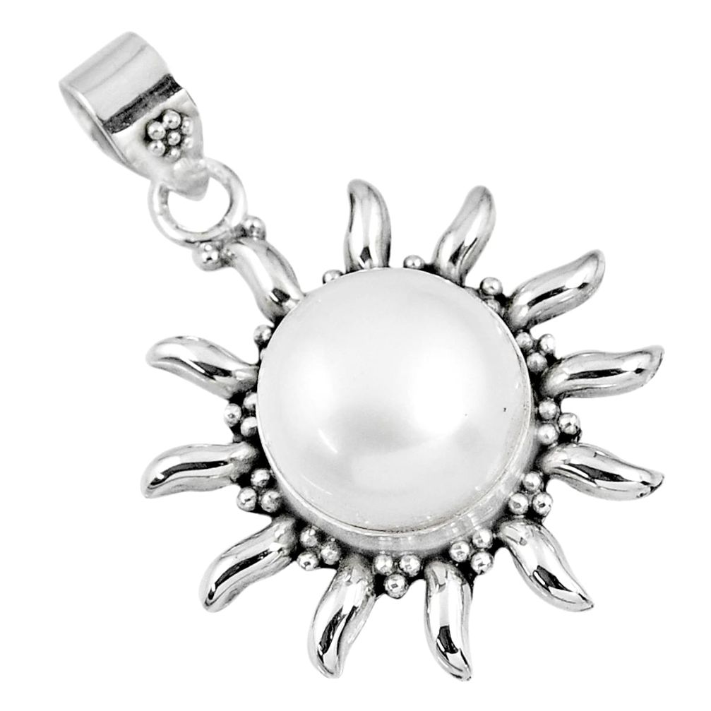 925 sterling silver 7.66cts natural white pearl round pendant jewelry r57835