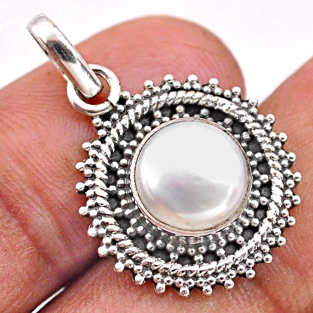 925 sterling silver 4.34cts natural white pearl round pendant jewelry t84797