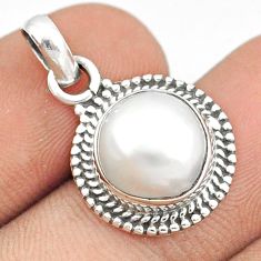 925 sterling silver 5.37cts natural white pearl round pendant jewelry u27708