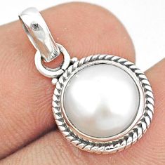 925 sterling silver 4.94cts natural white pearl round pendant jewelry u27733