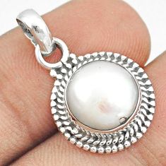925 sterling silver 4.83cts natural white pearl round pendant jewelry u27739