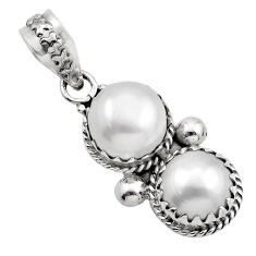 925 sterling silver 8.78cts natural white pearl round pendant jewelry y87898