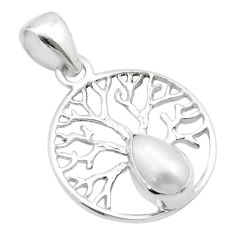 925 sterling silver 1.48cts natural white pearl tree of life pendant u46340