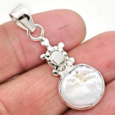 925 sterling silver 6.38cts sea life natural white pearl turtle pendant jewelry u14575