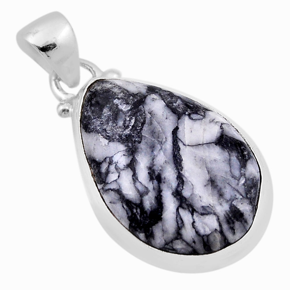 925 sterling silver 14.47cts natural white pinolith pear pendant jewelry n29607