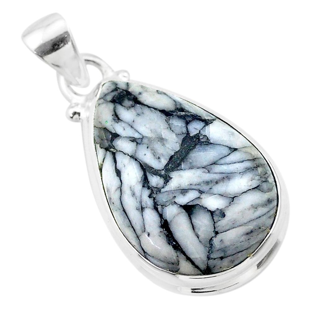 925 sterling silver 16.65cts natural white pinolith pear pendant jewelry t26570