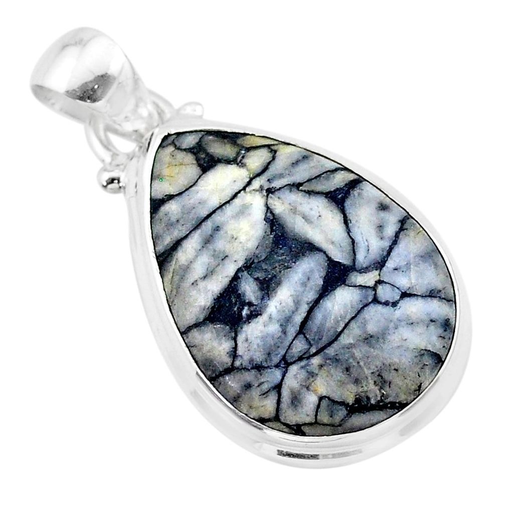 925 sterling silver 13.70cts natural white pinolith pear pendant jewelry t26578