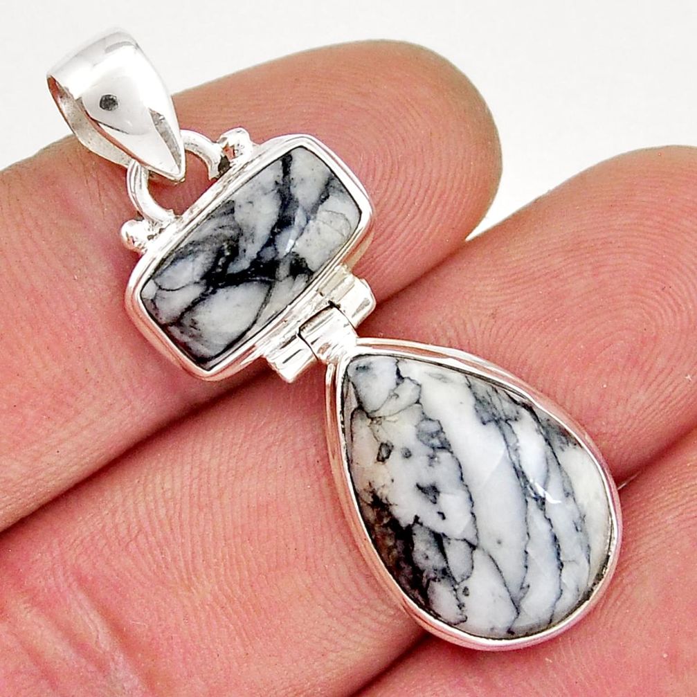 925 sterling silver 15.78cts natural white pinolith pear pendant jewelry y21400