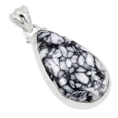 925 sterling silver 16.94cts natural white pinolith pear pendant jewelry y47153