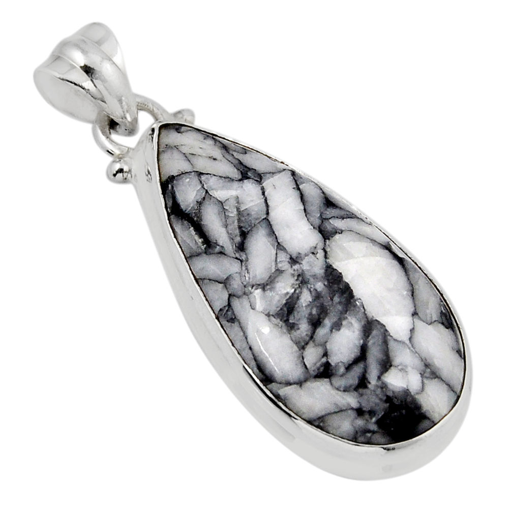 925 sterling silver 17.95cts natural white pinolith pear pendant jewelry y47156