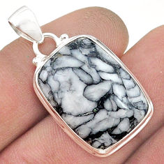 925 sterling silver 16.87cts natural white pinolith pendant jewelry u50734