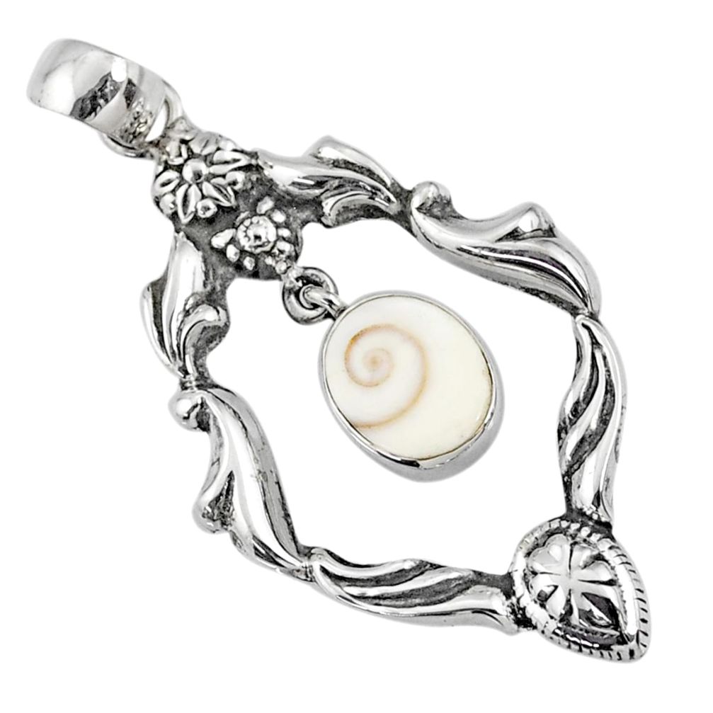 925 sterling silver 4.28cts natural white shiva eye oval pendant jewelry r67571