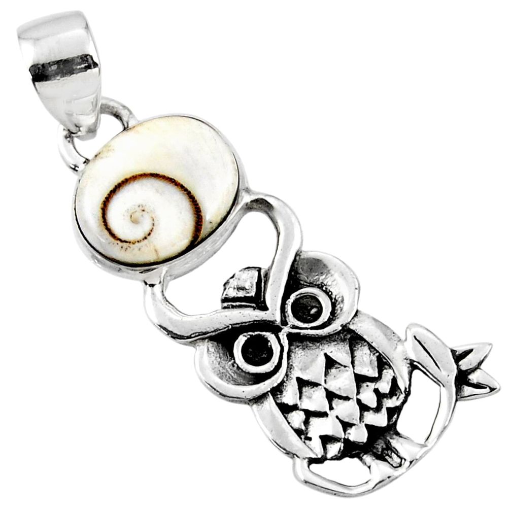 925 sterling silver 5.11cts natural white shiva eye owl pendant jewelry r52924