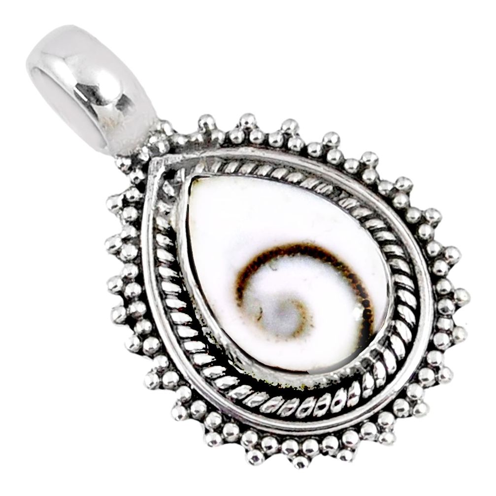 925 sterling silver 2.60cts natural white shiva eye pear pendant jewelry r58092