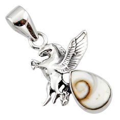 Clearance Sale- 925 sterling silver 4.05cts natural white shiva eye unicorn pendant r48317