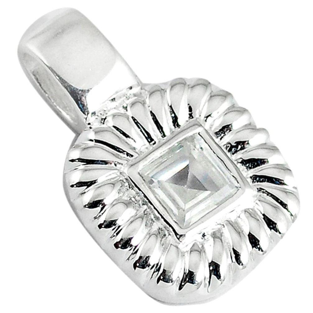 925 sterling silver natural white topaz square pendant jewelry c22761