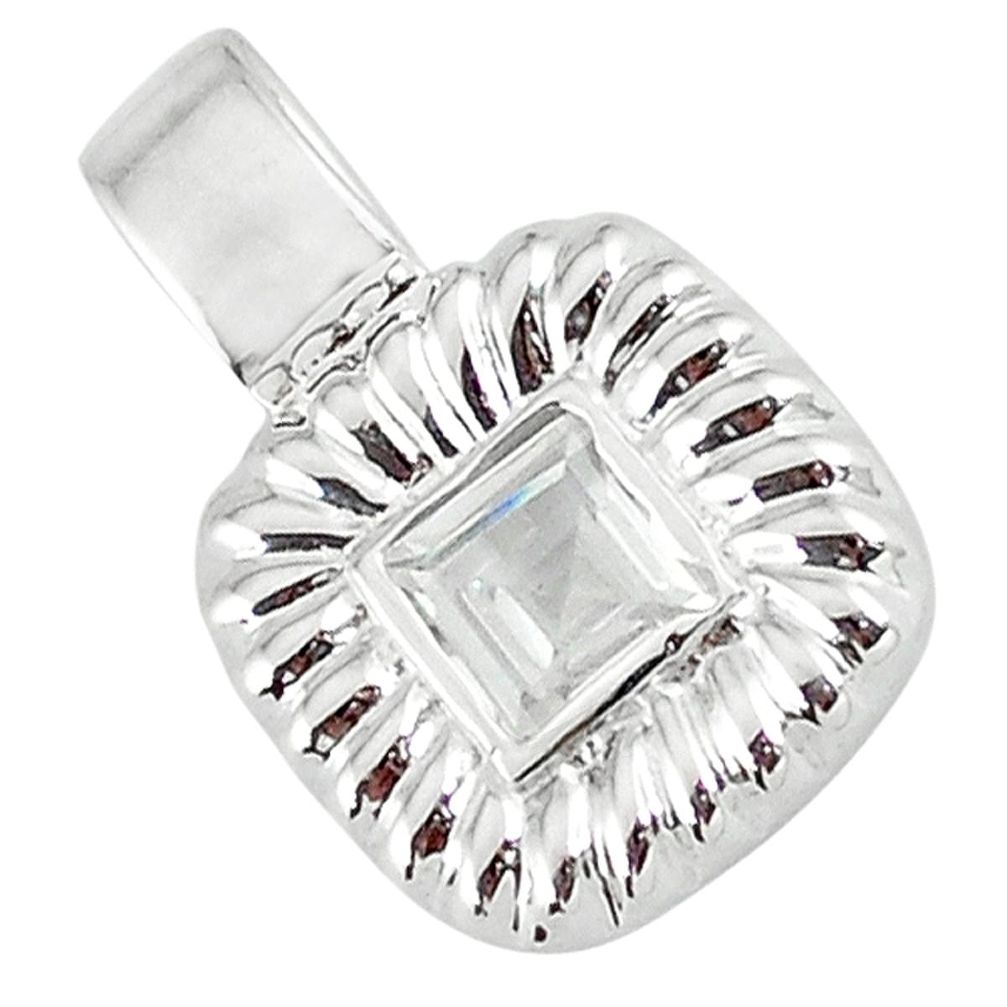 925 sterling silver natural white topaz square pendant jewelry c22763