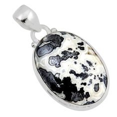 925 sterling silver 15.02cts natural white tree agate oval shape pendant y54240