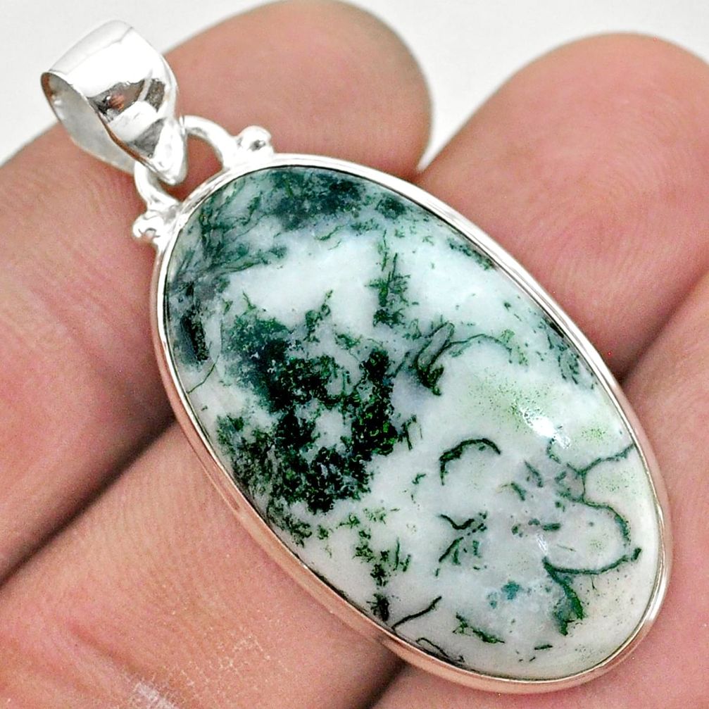 925 sterling silver 22.59cts natural white tree agate pendant jewelry t42704
