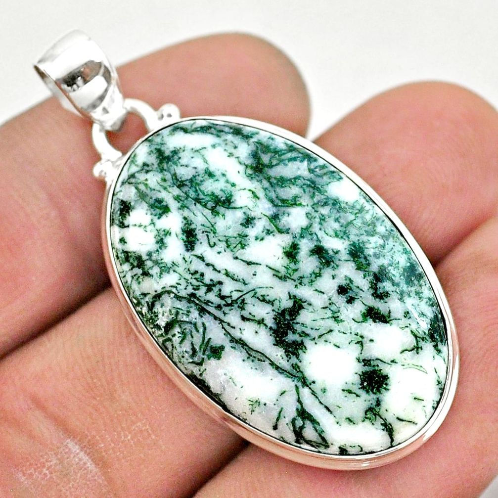 925 sterling silver 21.48cts natural white tree agate pendant jewelry t42784