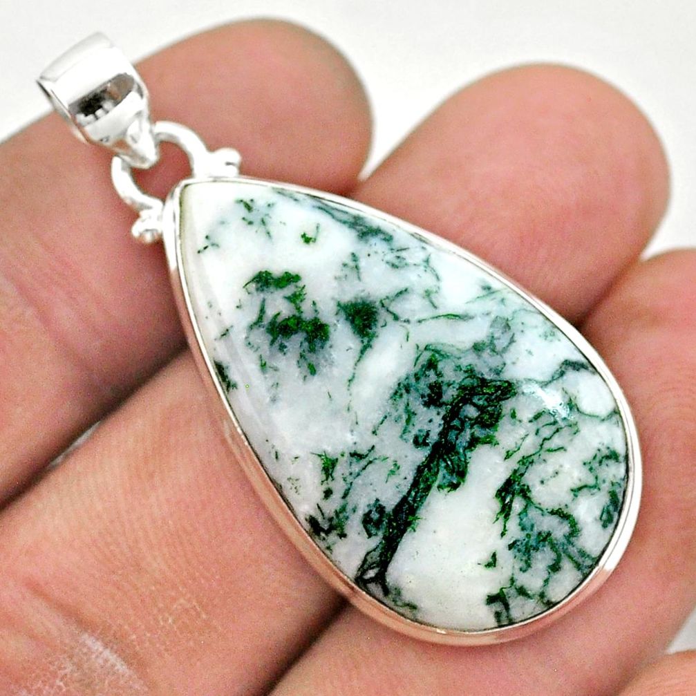 925 sterling silver 20.88cts natural white tree agate pendant jewelry t42796