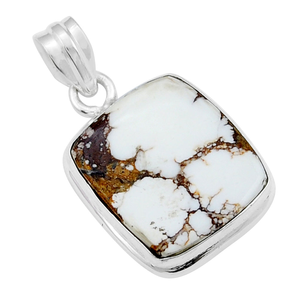925 sterling silver 14.93cts natural white wild horse magnesite pendant y25377
