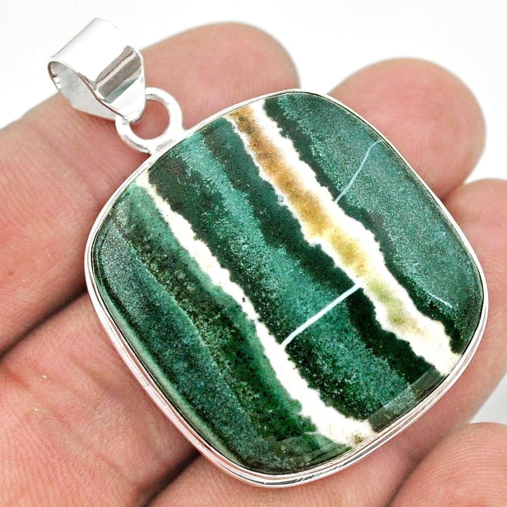 925 sterling silver 42.76cts natural white zebra jasper oval pendant t41804