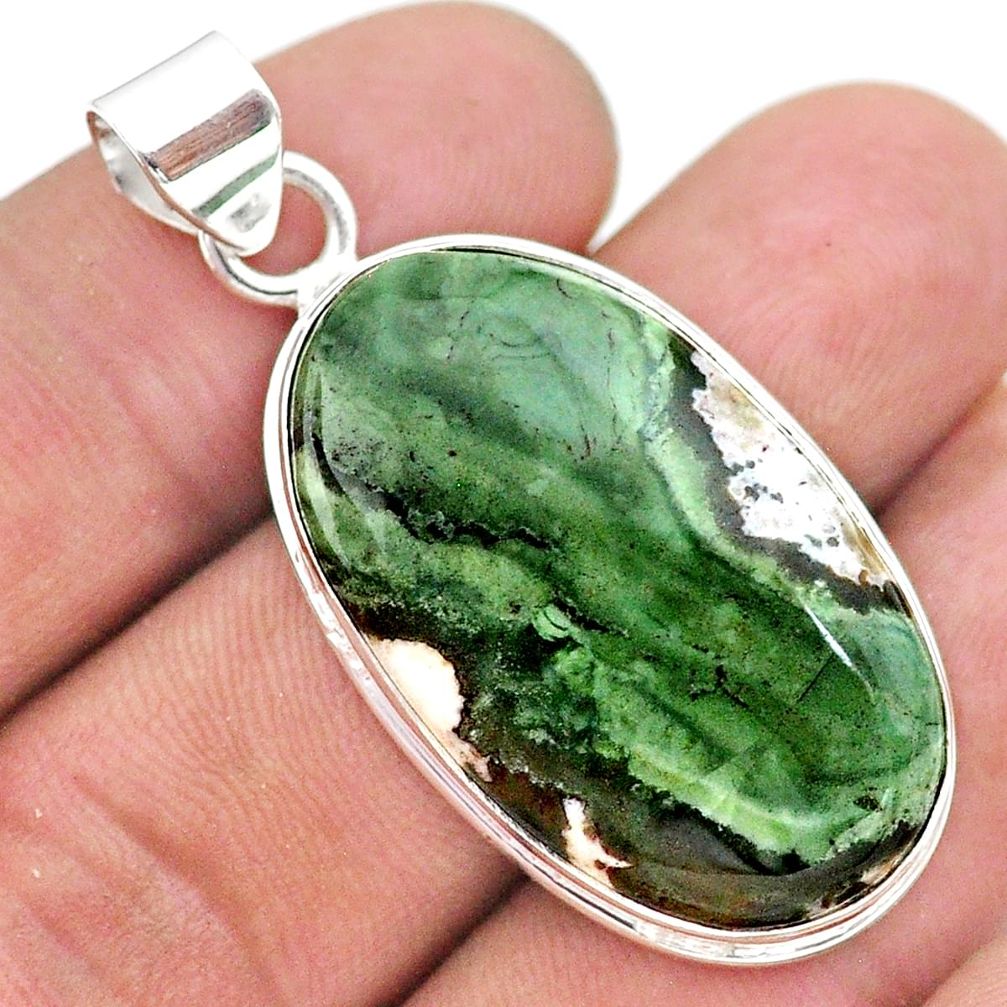 925 sterling silver 26.65cts natural white zebra jasper oval pendant t41832