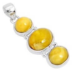 Clearance Sale- 925 sterling silver 14.90cts natural yellow amber bone pendant jewelry p26984