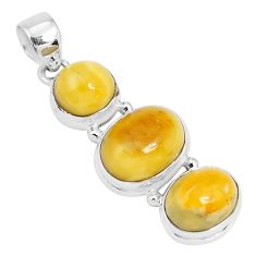 Clearance Sale- 925 sterling silver 15.85cts natural yellow amber bone pendant jewelry p26995