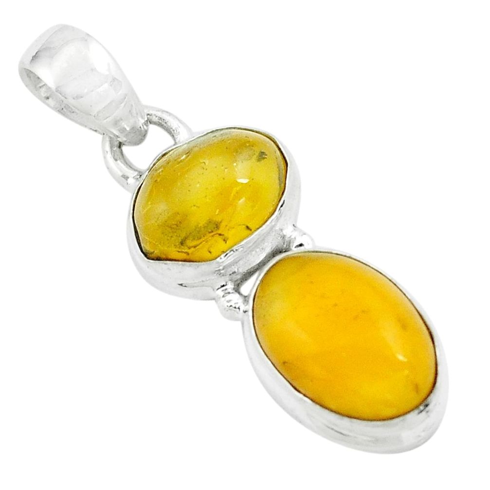 925 sterling silver 8.56cts natural yellow amber bone pendant jewelry p67390