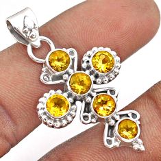 925 sterling silver 5.52cts natural yellow citrine holy cross pendant t92419