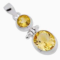 925 sterling silver 6.05cts natural yellow citrine oval pendant jewelry n38936