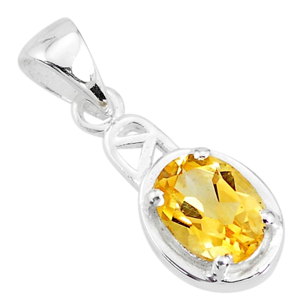 925 sterling silver 1.79cts natural yellow citrine oval pendant jewelry t7924