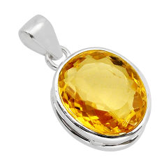 925 sterling silver 13.40cts natural yellow citrine oval pendant jewelry y79277