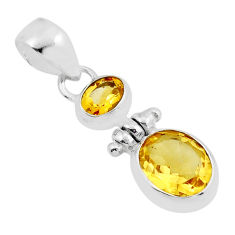 925 sterling silver 7.00cts natural yellow citrine oval pendant jewelry y81689