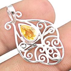 925 sterling silver 2.03cts natural yellow citrine pear pendant jewelry u17449